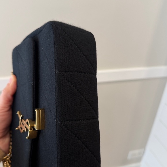 Yves Saint Laurent Jamie Jersey Black Quilted Shoulder Bag with Gold Chain - Picture 13 of 17